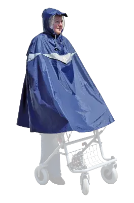 Produktbild Rollator-Poncho dunkelblau mit Reflektorstreifen
