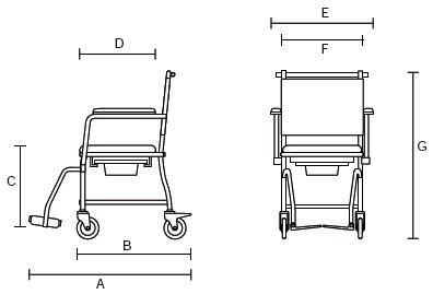 technische Zeichnung Toilettenrollstuhl TRS 130